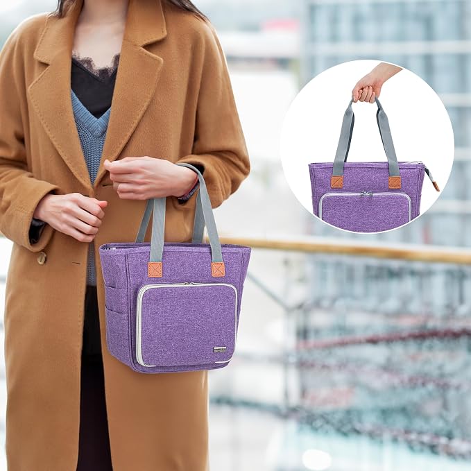 LUXJA Bible Bag with Multiple Pockets for Bible Study Items, Bible Case Tote for Women, Purple
