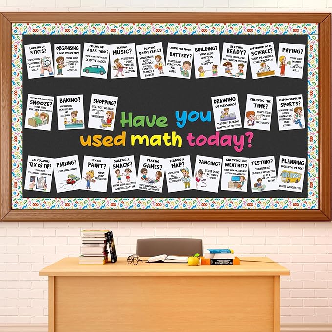 Mooliwe Math Classroom Decor Welcome Back to School Bulletin Board Set DIY Paper Die Cuts Decorating Supplies for First Day of School Craft Classroom Wall Decor