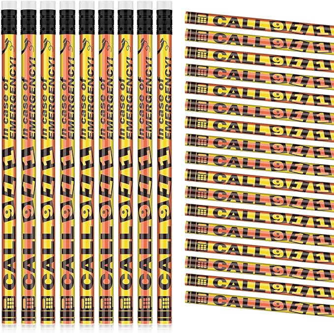 Eersida 100 Pcs ''call 911 in Case of Emergency'' Pencils Emergency Awareness Pencils Bulk with Erasers for Students Teacher Classroom, Community Programs, First Responders, Safety Education