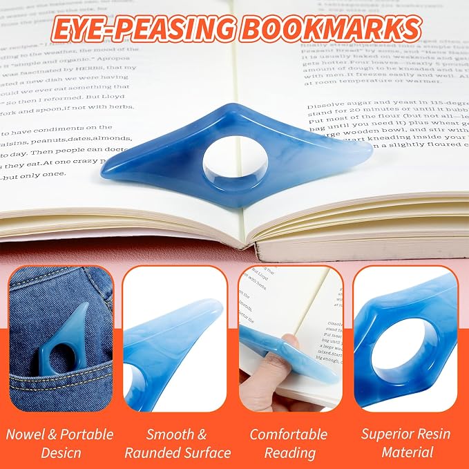 4 Pcs Thumb Book Page Holder, 4 Colors Resin Book Page Holders for Reading, Finger Ring Opener Bookmark, Books Lovers Gifts for Bookworms, Teachers, Best Friend, Student Books Accessories