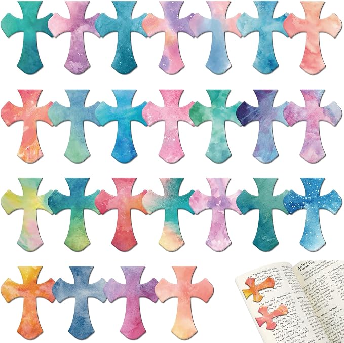 25Pack Magnetic Bookmarks Christian Bookmarks Bulk Cross Bible Bookmark for Reading Women Men Book Lovers Gifts, Religious Magnet Bookmark Clips Cute Personalized Book Markers(Watercolor-P)