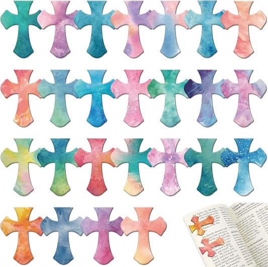 25Pack Magnetic Bookmarks Christian Bookmarks Bulk Cross Bible Bookmark for Reading Women Men Book Lovers Gifts, Religious Magnet Bookmark Clips Cute Personalized Book Markers(Watercolor-P)