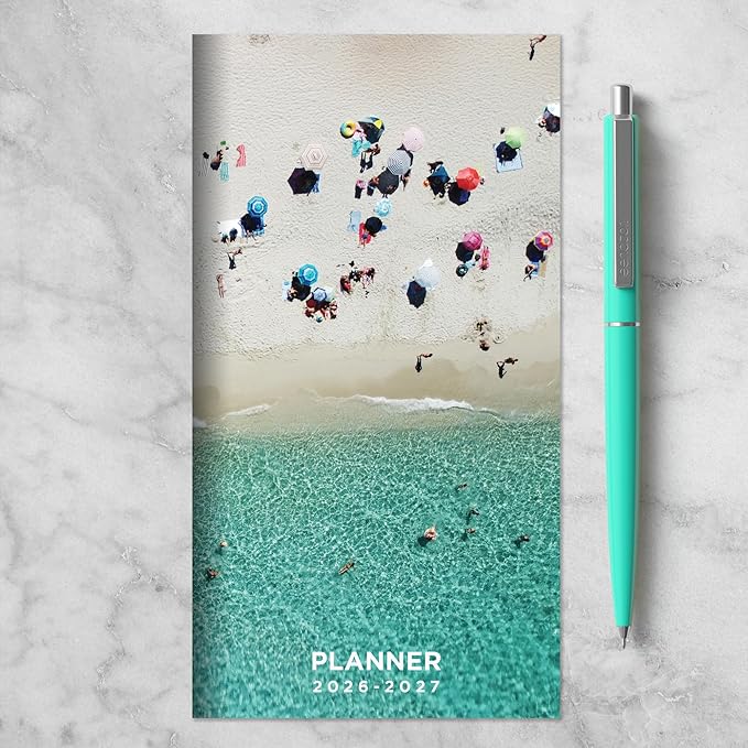 TF Publishing 2026-2027 Beaches Small Monthly Pocket Planner - 2-Year Pocket Calendar with Large Monthly Grid & Lined Notes - Mini Planner 2026-2027 for Purse, 3.5in x 6.5in