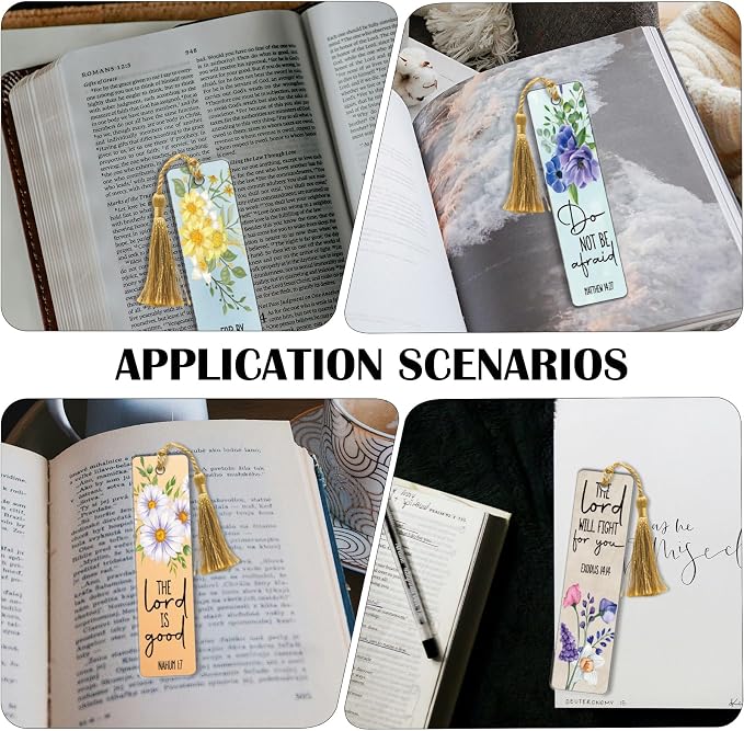 Bible UV DTF Bookmark Wraps - 24 Sheets Christian Inspirational Quotes Acrylic Blank Bookmark UV DTF Sticker, Orchid Rose Waterproof Transfer Sticker Decals Decoration Gift for Gift