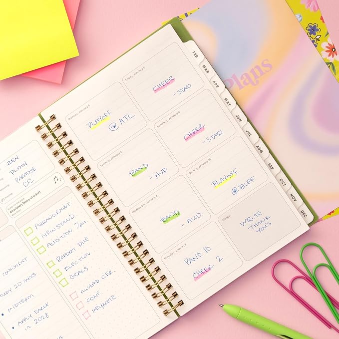 Blue Sky Gen Z 2027 Weekly and Monthly Planner Calendar, January 2027 - December 2027, 5" x 8", Flexible Interchangeable Cover, Durable Twin Wire Binding, Laminated Tabs, Storage Pocket, Monica