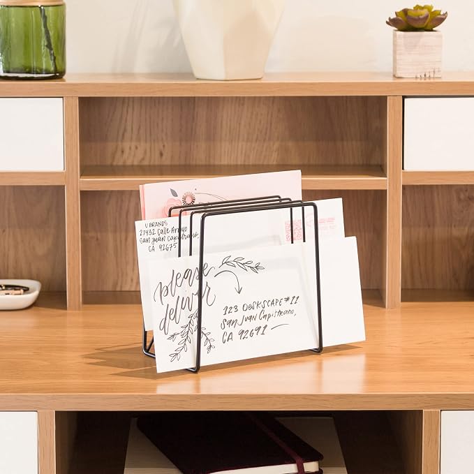 U Brands Vena Desk Organization Matte Black Collection Letter Sorter