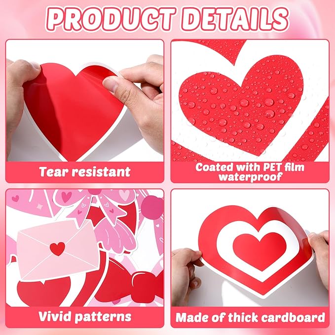 Valentine's Day Bulletin Board Decoration with 3D Paper Fans Valentines Party Classroom Bulletin Board Decorations Sending Love Heart Envelope Cutouts Red Pink Heart Cut Outs for School Home Wall Door