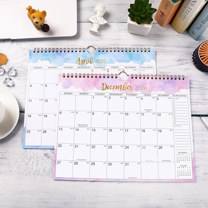 2026-2027 Calendar - 2026-2027 Wall Calendar, July 2026 - December 2027, 11" × 8.5", Spiral Twin-Wire Binding, Daily Blocks with Julian Dates, Perfect for Planning and Organizing Your Life