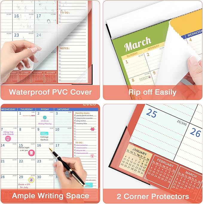 Ospelelf 2026 Desk Calendar with Plastic Cover, 12'' x 17'' Monthly Deskpad & Hanging Wall Calendar, 18 Month Family Office Calendars, Use January 2026 - June 2027, Colors