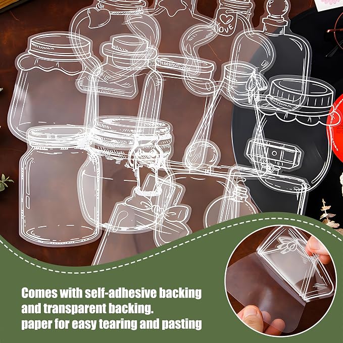 Large Size Transparent Dried Flower Bookmarks, 20 PCS Handmade DIY Flower Page Clips,World in Bottle-Making Stunning Herbarium(Honey Jar)