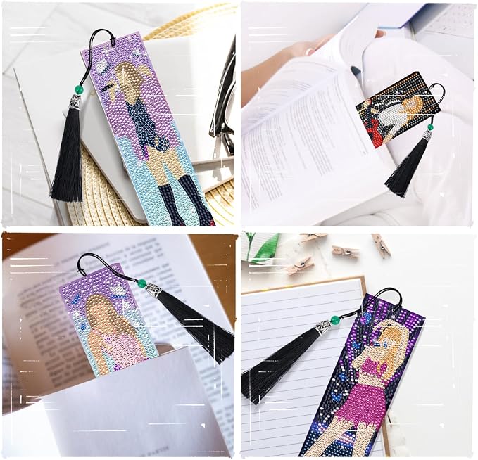 Singer Diamond Art Bookmarks - 6 Pcs DIY Pop Star Diamond Painting Bookmarks Kits Aesthetic Art Craft Festival Holiday Birthday Gift for Book Lovers Adult Beginners Fans Music Lover