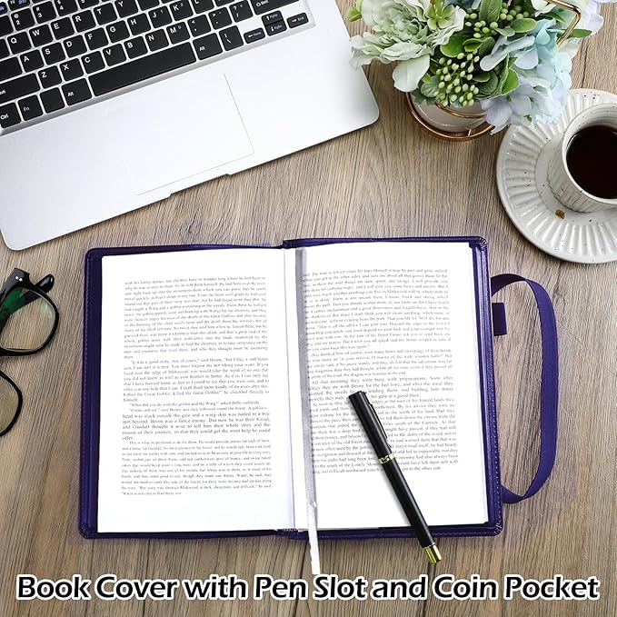 Motipuns 1 Pack Double AA Book Cover & 12 Steps & 12 Leather Double AA Book Cover Medallion Holder Paperback Protector Leather Gift for Women Men (Purple)