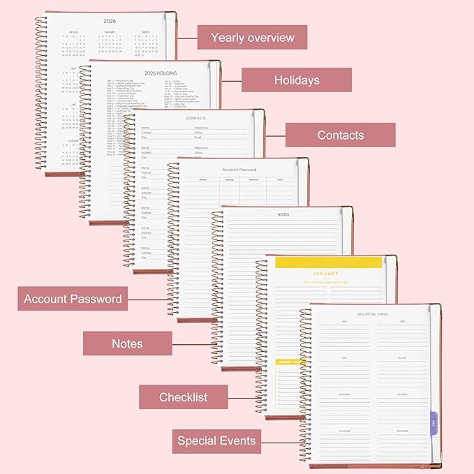 Yoment 2026 Planner Weekly and Monthly 8.5"x11" Large Hardcover Planner from Dec 2025 - Dec 2026 13 Months Calendar Academic Planners for Women Men Agenda Daily Weekly Yearly Planning with Tabs, Cloud