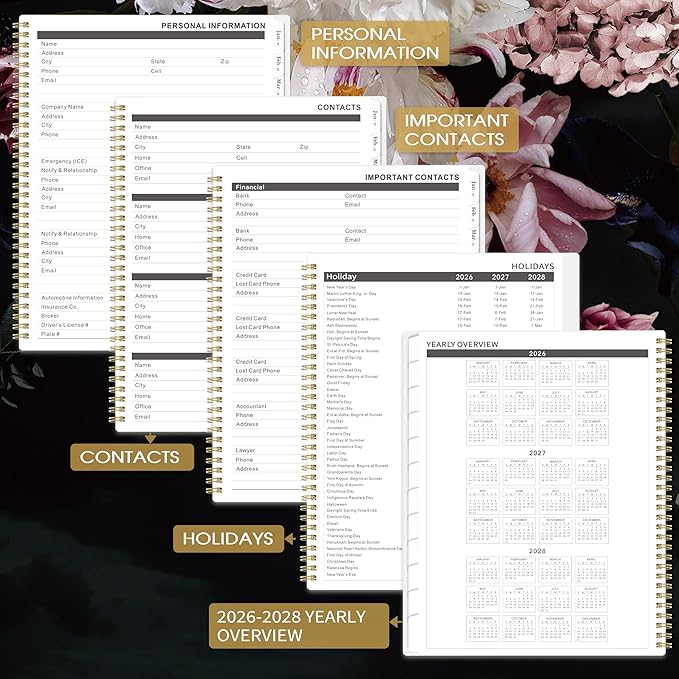 2026-2028 Monthly Planner - 9'' x 11'', Large Monthly Calendar Planner 2026-2028, JUL. 2026 - JUN. 2028, 2 Year Calendar with Tabs, Twin-wire Binding, Useful Inner Pocket, Premium Paper