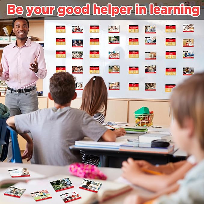 gisgfim 300 Pcs German Vocabulary Flash Cards Beginner Vocab with Pictures German Verb Conjugation Present Tense Memory & Sight Words Essential Translations Learn Language Cards in A Fun & Easy Way