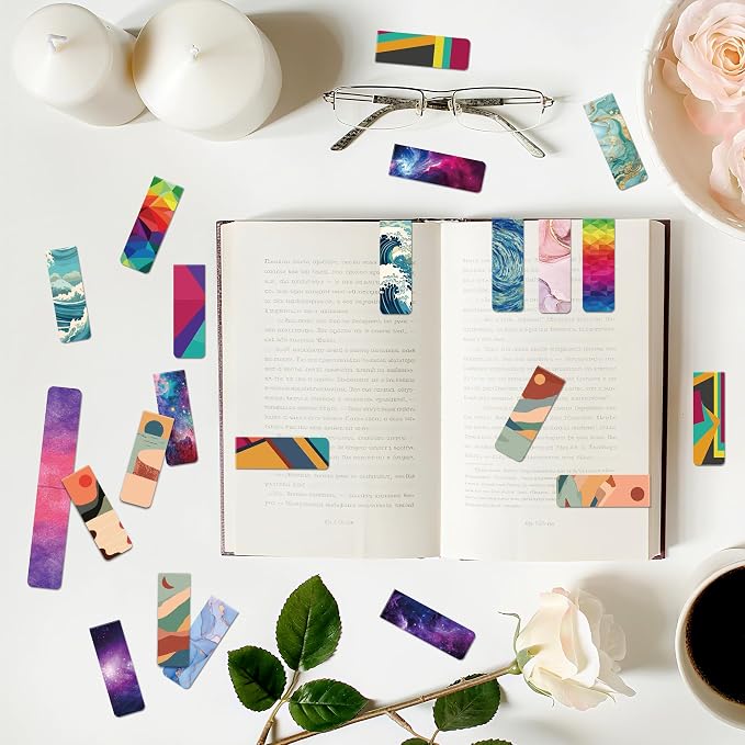Sondeng 96Pack Magnetic Bookmarks for Reading Women Men Teacher Book Lovers Gifts, Bookmarks Bulk Personalized Bookmark Magnet Bookmark Clips Cute Pretty Funny Book Markers (multi-colored-02)