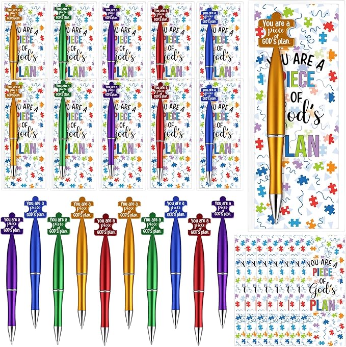25 Sets Catholic Religious Gifts Puzzle Ballpoint Pens You Are a Piece of Gods Plan Bookmarks Mothers Day Gift for Christian Bible Study Group Sunday School Graduation Church Prayer Classroom Supplies