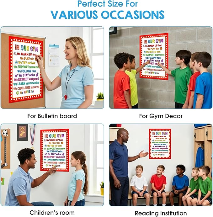 D4DREAM Classroom Rules Poster - Colorful Physical Education Gym Rules Poster Back to School Teacher Supplies Teachers Must Have for Classrooms Elementary Preschool Kindergarten Decor