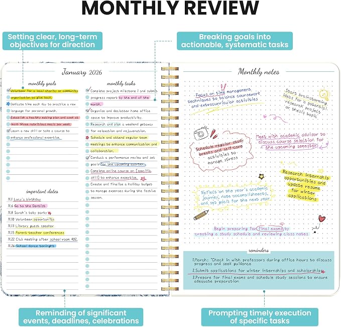 Monthly Planner 2026-2027, Aesthetic 2 Year Months Planner Calendar, 24-Months from January 2026 - December 2027, 26-27 Monthly Calendar Planner, Perfect for School Office Home, 7" x 10" - Blue Elegance