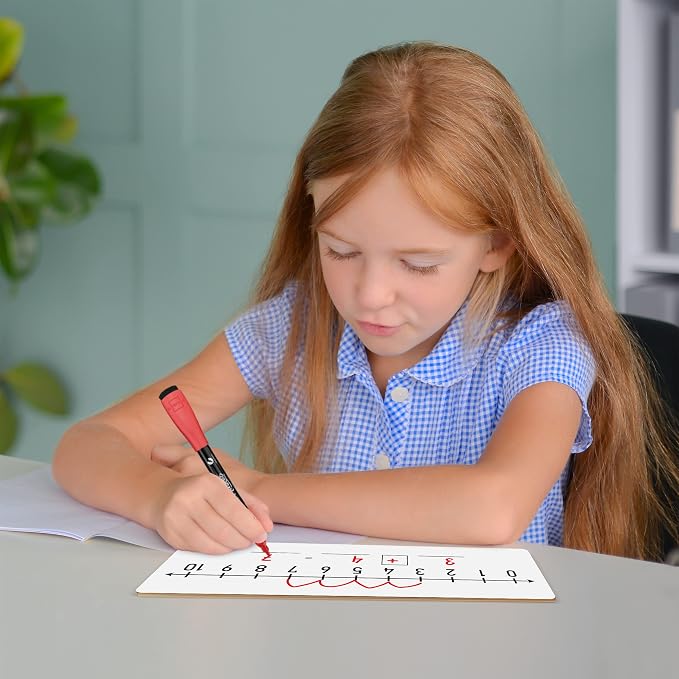 SCRIBBLEDO Dry Erase Number Line Board 4”x12” Inch Lapboard Double Sided White Board Featuring 0-10 Number Line On One Side 0-20 On The Other for Students Desk Whiteboard Math Manipulatives