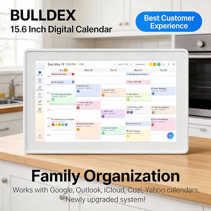 15.6 Inch Smart Calendar No Subscription, All-in-One Smart Organizer with Photo Frame, Wall-Mountable Touch Screen, Task Management, Schedule Planner, White