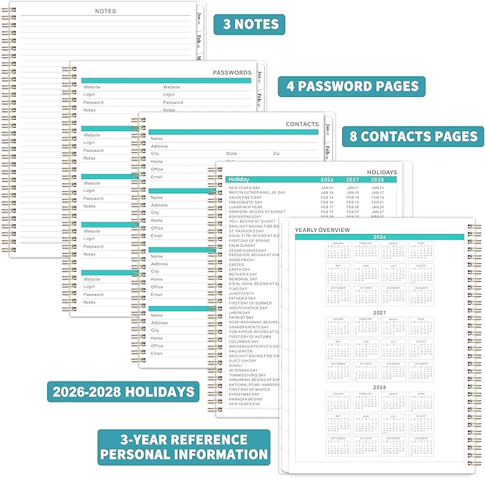 Planner 2026-2027 - 2026-2027 Monthly Planner, Monthly Calendar, 9" x 11", Jul 2026 - Dec 2027, Large, Twin-wire Binding, 12 Months Tabs, Holidays, Two-Sided Pocket, Thick Paper