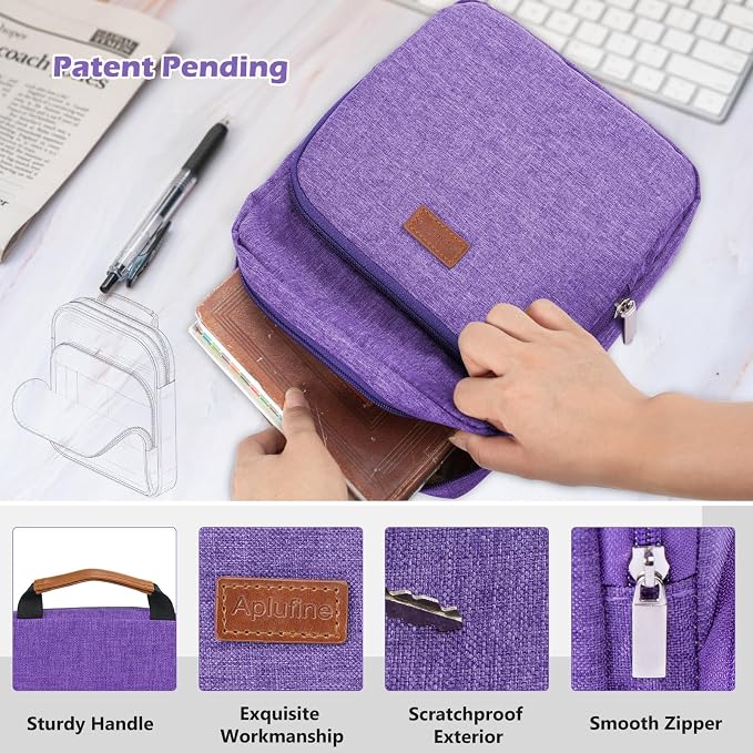 Aplufine Book Sleeve with Zipper, Book Pouch 11" X 9", Book Protector Pouch, Book Sleeve for Book Lovers, Book Cover, Book Carrying Case for Book Accessories, Study Suppliers