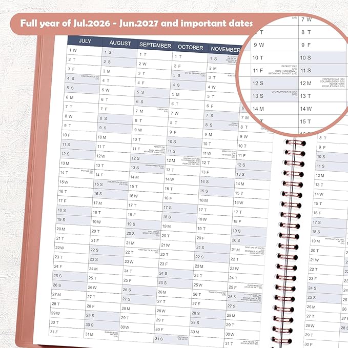 2026-2027 Appointment Book/Planner - Weekly Appointment Book 2026-2027, Jul.2026 - Jun.2027, 9"x 11", Daily/Hourly Planner 26-27, Planners with Colorful Tabs, Leather Cover, 15-Minute Interval