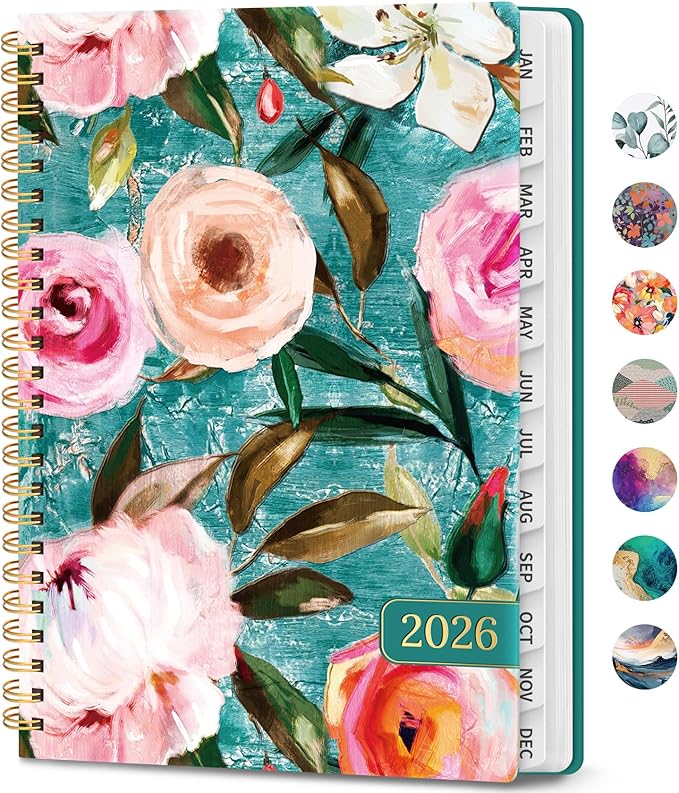 2026 Planner, Weekly and Monthly Calendar Planner Book, January 2026 - December 2026, Hardcover Spiral Planner with Monthly Tabs, Notes Pages, Perfect for Women & Men, A5 (6.4" x 8.5") - Oil