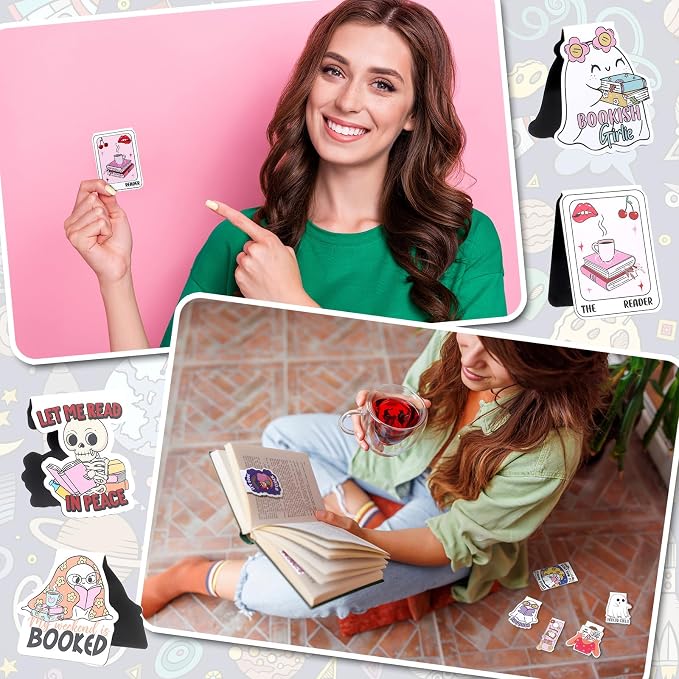 Skyygemm 23 Pcs Funny Magnetic Bookmarks, Cute Magnet Bookmarks Bulk Girls Read Books Keeping Reading for Women Work Adults Travel School Teacher Office Supplies Gifts