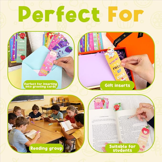 144PCS Scented Bookmarks Scratch and Sniff Bookmark Bulk Paper Bookmarks for Kids Adults Women Students Readers Book Lovers Gifts, 48 Styles Fun Cute Bookmark Inspirational Book Marks with Pun Quotes