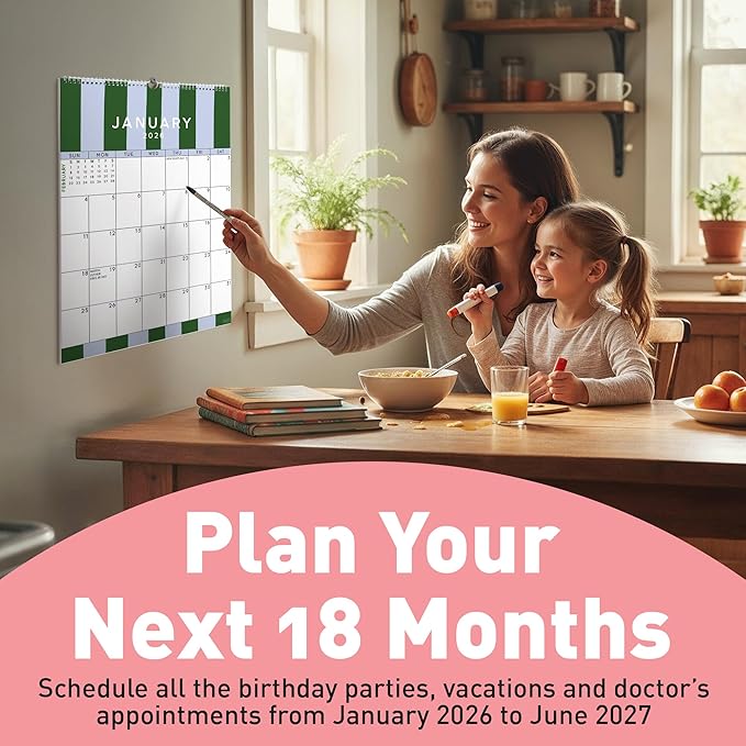 S&O Palm Beach Wall Calendar from January 2026-June 2027 - Tear-Off Monthly Calendar - 18 Month Academic Wall Planner - Hanging Organizer to Track Anniversaries & Appointments - 13.5"x10.5”in