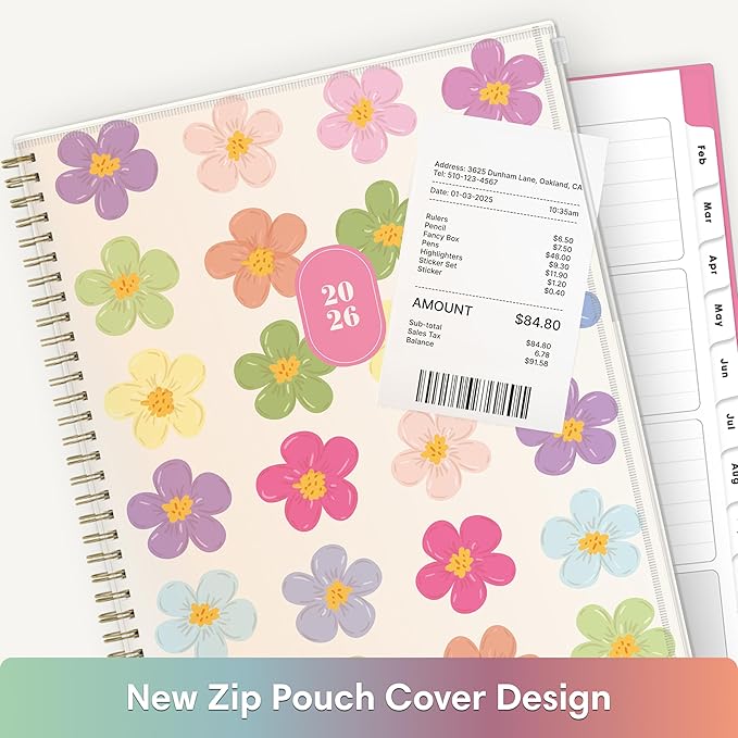 Blue Sky Gen Z 2026 Weekly and Monthly Planner Calendar, January 2026 - December 2026, 8.5" x 11", Flexible Cover With Zip Pouch, Durable Twin Wire Binding, Laminated Tabs, Storage Pocket, Capri