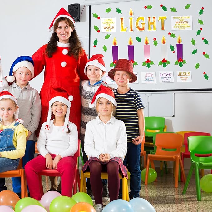 Tellingyou 47 Pcs Advent Bulletin Board Set for Classroom Advent Candle Cutouts DIY Christmas Church Bulletin Board Decorations for Kids Teacher Educational Learning Activities Religious Decorations