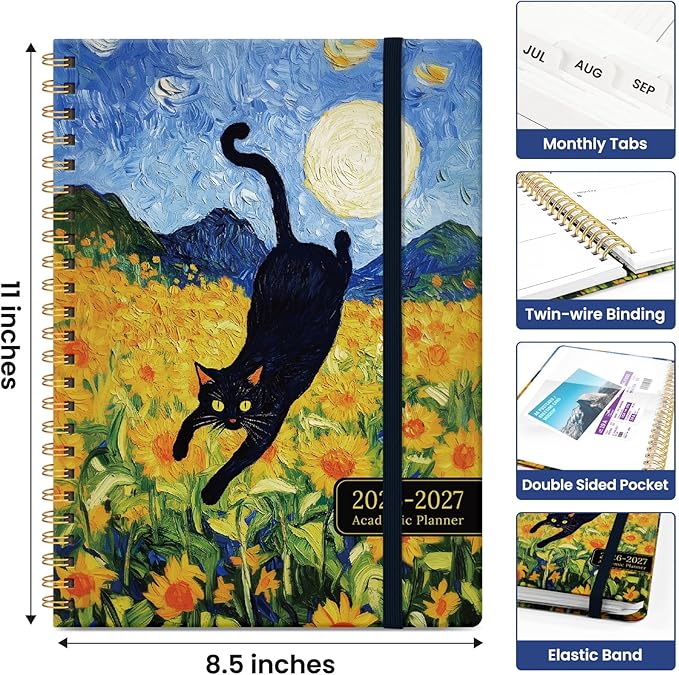 Planner 2026-2027, Academic Year Monthly and Weekly Calendar Planner, Jul 2026 - Jun 2027, Hardcover Teacher Student Planning Agenda book with Tabs, Perfect for School Office Supplies, 8.5" x 11" - Midnight Stroll