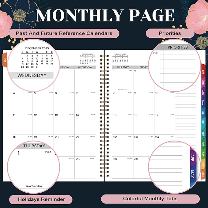 2026 Appointment Book - January 2026 - December 2026, Weekly Appointment Book 2026, 9"x11", 2026 Hourly Planner with 30-Minute Interval, Colorful Monthly Tabs, Back Pocket