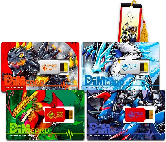 Digimon Dim Card Pack - Bundle with Vital Hero Cards Including Hermit in the Jungle, Nu Metal Empire, Volcanic Beat, and Blizzard Fang Plus Bookmark | Digimon Dim Cards