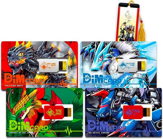 Digimon Dim Card Pack - Bundle with Vital Hero Cards Including Hermit in the Jungle, Nu Metal Empire, Volcanic Beat, and Blizzard Fang Plus Bookmark | Digimon Dim Cards