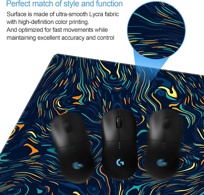 Abstract Starry Sky Swirl Gaming Desk Mat, Colorful | XXL Large Mouse Pad, For Keyboard & Mouse, Stitched Edges, 31.5" x 15.7"