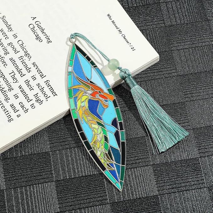 Creative Dragon Bookmark for Men Teens - Metal Dragon Book Mark with Tassel for Book Lover Gifts, Reading Studying Supplies Book Accessories
