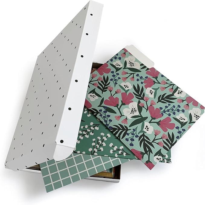 Cute File Folders, Set of 24 3-Tab Letter Size Decorative File Folders Boho Manilla 8.5 x 11 – Pretty Designer Home Office School Supplies (Blossom)