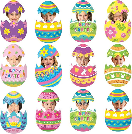 60pcs Easter Egg Theme Cutouts Easter Bulletin Board Decorations Spring Egg Shaped Paper Cut-Outs Classroom Decor for Boys Girls Classroom DIY Craft Photo Kindergarten Preschool Wall Door Supplies