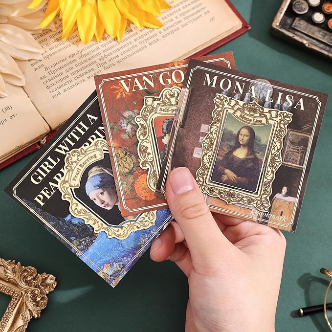 3 Pcs Vintage Metal Bookmark, Golden Clip Bookmarks, Famous Oil Painting Theme Book Mark Unique Gift for Book Lovers Readers Women Girls Teens Writers Bookworms Teachers Students