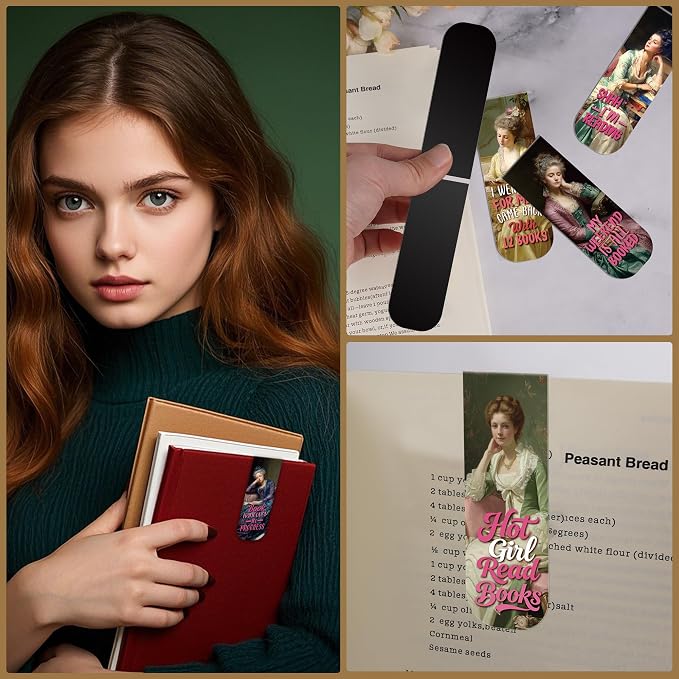 Funny Magnetic Bookmarks for Women, 30 Pcs Vintage Art Magnet Bookmark Clips for Book Lovers, Cute Book Marks for Reading Women Girls, Bookish Gifts for Birthday Back to School Supplies