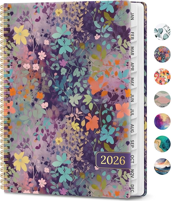 2026 Planner, Weekly and Monthly Calendar Planner Book, January 2026 - December 2026, Hardcover Spiral Planner with Monthly Tabs, Notes Pages, Perfect for Women & Men, A4 (8.5" x 11") - Violet