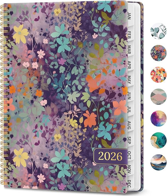 2026 Planner, Weekly and Monthly Calendar Planner Book, January 2026 - December 2026, Hardcover Spiral Planner with Monthly Tabs, Notes Pages, Perfect for Women & Men, A4 (8.5" x 11") - Violet