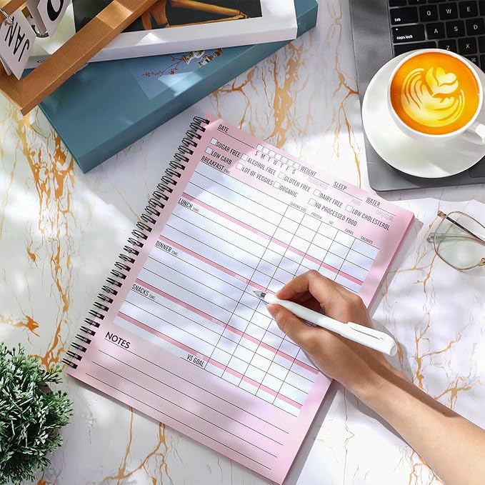 Harloon Food and Fitness Journal for Women Weight Loss Tracker Planner Workout Dairy Wellness Log Notebook with Calendar Calorie Counter Diet Meals Christmas Health Gift for Women Mom Wife, 8.5 x 11''