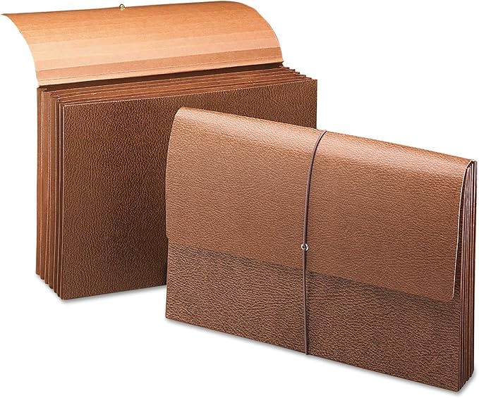 Smead Partition Expanding File Wallet, Flap and Cord Closure, 6 Pockets, 5-1/4" Expansion, Tear Resistant Gusset, Legal, Redrope, 10 per Box (72375)