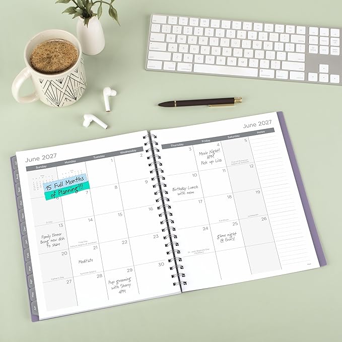 Mead Planner 2026-2027 Weekly & Monthly Academic 15-Month April-June, 8.5" x 11", Lilac (CAW62019)