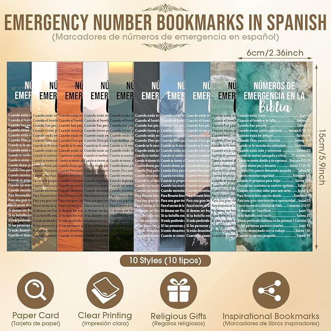 Feifeiya 50 Sets Christian Fathers Day Gifts Bulk Religious Pens Bible Verse Emergency Numbers Bookmark Scripture Catholic Gift for Women Men Church Welcome Sunday School(Neutral Color,Spanish)